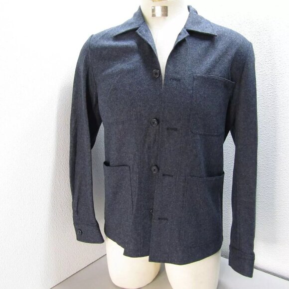 NEW ALAN PAINE Men's US M Richmond Wool Blend Knitted Shacket Shirt Jacket Navy - Picture 9 of 11